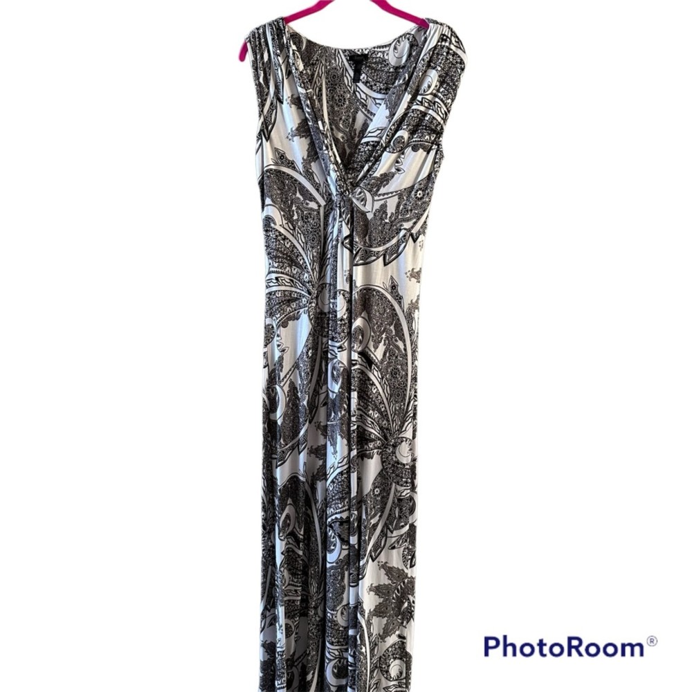 SOMA Intimates White and Brown Paisley Long Casual Maxi Dress, M